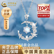 中國黃金（CHINA GOLD）藍(lán)桉與鳥S925銀項(xiàng)鏈女生新款銀飾吊墜七夕情人節(jié)禮物送女朋友老婆 （刻字/代寫賀卡）藍(lán)桉與釋槐鳥項(xiàng)鏈【中金禮盒】