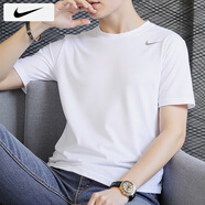 耐克（NIKE）T恤男士 25夏季新款運(yùn)動(dòng)服裝健身速干衣休閑籃球半袖圓領(lǐng)冰絲短袖 100白色/速干 L 【175】體重130~150斤左右