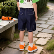 馬騎頓（MQD）【七分褲】男大童夏季新品學(xué)院風(fēng)潮酷休閑百搭寬松牛仔褲 深牛仔藍 170