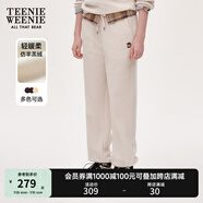 Teenie Weenie小熊女冬裝簡(jiǎn)約復(fù)古運(yùn)動(dòng)仿羊羔絨束腳衛(wèi)褲休閑褲長(zhǎng)褲 象牙白 XL (175)