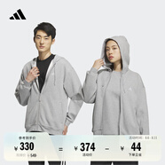 adidas休閑舒適寬松加絨連帽夾克外套男女阿迪達(dá)斯官方輕運(yùn)動(dòng) 中麻灰 M