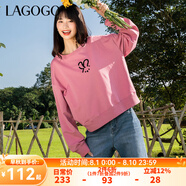 lagogo玫瑰紅慵懶風(fēng)衛(wèi)衣女拉谷谷早春新款圓領(lǐng)甜美休閑寬松上衣 玫瑰紅(H6) L
