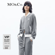 MO&Co.運(yùn)動(dòng)風(fēng)絲絨感雙鏈MC章仔學(xué)院風(fēng)棒球服夾克外套設(shè)計(jì)感小眾 中花灰色 XS 155