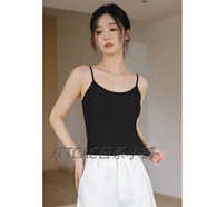 JTTCAC日本美背無痕吊帶背心女夏季新款冰絲帶胸墊修身內(nèi)搭外穿打底上衣 黑色 L 106-120斤