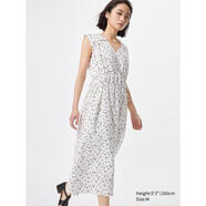 優(yōu)衣庫（UNIQLO）棉質(zhì)抽褶無袖連衣裙女裝春夏時尚百搭顯瘦連身裙 白色 均碼 |M