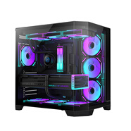航嘉（Huntkey）S980龍卷風(fēng)悅享版  360機箱無立柱海景房  S970暴風(fēng)雪冰刃版電腦主機機箱（支持ATX主板/360水冷） S970暴風(fēng)雪MAX冰刃版-黑色 機箱+ARGB風(fēng)扇*7（6反1
