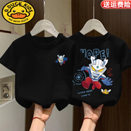 G.DUCKKIDS兒童奧特曼短袖t恤夏裝寶寶2025新款男孩純棉衣服中小童打底上衣 純棉T恤#黑色F81 110 (建議身高95-105CM)