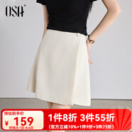 歐莎（OSA）休閑短褲女夏季高腰a字褲裙小個(gè)子通勤百搭顯瘦女褲 米白色 2XL