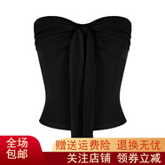 邁芙美（Maifumei）蝴蝶結(jié)系帶抹胸背心女夏季純欲風性感裹胸內(nèi)搭紅色甜辣妹上衣外穿 黑色 S