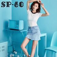 SP-68牛仔短褲夏季熱褲牛仔短裙休閑褲子淺藍色短褲 短裙