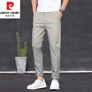 皮爾卡丹（pierre cardin）純色休閑褲男士春夏季薄款2025新款中年直筒修身舒適透氣九分褲男 SRN/6808B淺綠 休閑褲 28 腰圍2尺1