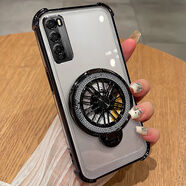 恒浩達華為暢享20pro手機殼暢享Z透明保護5G硅膠套DVC一AN20氣囊全包防摔軟外殼TN00超薄Davinci男女帶支 【炫酷黑】透明電鍍+旋轉陀螺支架 華為 暢享20 Pro