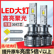 淘車(chē)藝汽車(chē)led大燈泡超亮聚光遠近光燈前大燈h1h7h119005h4遠近一體改裝 【標準款65W】型號 9006/一個(gè)裝