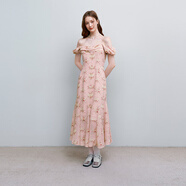 樂(lè )町【商場(chǎng)同款】2025新款夏女裝顯瘦魚(yú)尾連衣裙仙女裙C1FAF2609 蘭花粉 XL