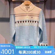 斐樂（FILA）520禮物楊冪同款女編織2024冬新款休閑半拉鏈套頭毛衣F11W443409 F11W443409FZA  滿印一 女 S