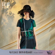 日著（rizhuo）原創(chuàng)設(shè)計女裝2024夏季新款別致印花上衣薄款寬松棉短袖t恤 青印 M