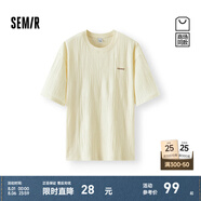 森馬（Semir）[商場同款]短袖T恤男字母提花針織夏裝2025新款上衣簡約百搭 米黃30201 M
