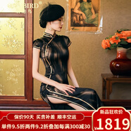 歐迪鳥英國(guó)品牌真絲旗袍2024長(zhǎng)款桑蠶絲氣質(zhì)優(yōu)雅質(zhì)感連衣裙復(fù)古民國(guó)風(fēng)裙 魅影 XL