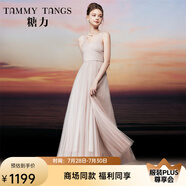 糖力商場同款希臘女神裙 優(yōu)雅輕奢禮服長裙 仙氣網(wǎng)紗吊帶連衣裙女 裸色 M