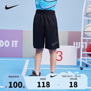 耐克（NIKE）童裝男女童短褲2023夏季兒童短褲休閑褲子 正黑色 110(4) 