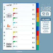 華杰 A4隔頁(yè)紙彩色文件分頁(yè)紙活頁(yè)分類(lèi)紙分隔紙辦公用品分頁(yè)索引紙5頁(yè)/10頁(yè)/12頁(yè)/21頁(yè)/31頁(yè) (10頁(yè)) 彩色空白款HJ-10