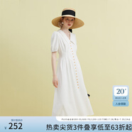 范思藍(lán)恩23FS12486法式氣質(zhì)V領(lǐng)連衣裙女夏季溫柔風(fēng)收腰初戀長裙子 白色 XS