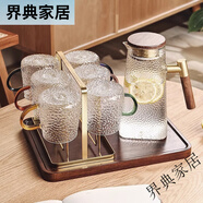 北歐時(shí)刻客廳待客水杯套裝家用耐高溫玻璃杯子帶把手茶杯水壺家庭喝水杯具