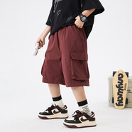 寶貝亨亨;BABY HH男大童夏季韓范直筒五分工裝短褲2025新款青少年 紅色 120 cm