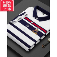 PLAYYOUNG國際品牌男裝2025夏季新款條紋polo衫翻領(lǐng)短袖t恤寬松大碼體恤棉 藍色長(cháng)袖 M 170 體重100-125斤