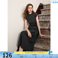 三彩2025春季新款優(yōu)雅針織裙半高領(lǐng)連衣裙包袖收腰A字裙長(zhǎng)裙M 寂靜灰 M