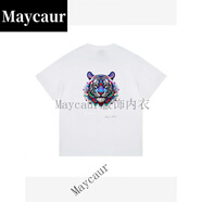 MaycaurRINGSPN紫虎頭重磅100棉刺繡寬松美潮男女短袖.T恤上衣情侶半截袖 白色 【廠家直銷 品質(zhì)現(xiàn)貨】 M