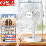 揚(yáng)子臺(tái)式電風(fēng)扇桌面扇家用風(fēng)扇輕音節(jié)能換氣扇搖頭電扇辦公室宿舍出租房小型臥室省電風(fēng)大空調(diào)伴侶 16寸遙控款