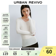 UR秋季新款女裝簡約基礎(chǔ)百搭休閑修身V領(lǐng)針織衫UWB940008 象牙白 M