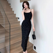 溥畔辣妹裙子黑色小碎花吊帶連衣裙女裝夏季修身顯瘦包臀裙短裙兩 黑色長(cháng)款開(kāi)衫+吊帶裙 S