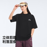 龍獅戴爾印花LOGO圓領(lǐng)休閑短袖男女 黑色  2XL 