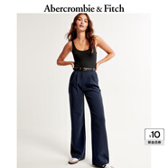 ABERCROMBIE & FITCH女裝春秋美式復古氣質(zhì)白領(lǐng)通勤百搭高腰闊腿休閑褲KI156-3037 海軍藍 25 S (150/66A)短版