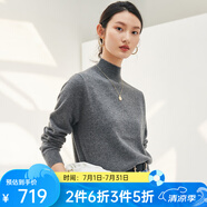 帕羅（PALUOPO）新款半高領毛衣簡約百搭保暖100%山羊絨衫女多色休閑白暖毛 深灰 S (95碼)