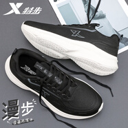 特步（XTEP）男鞋運(yùn)動(dòng)鞋子男漫步跑步鞋2025新款減震回彈軟底跑鞋休閑鞋子男 黑/木炭灰 (皮面) 42