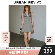 UR2025夏季新款女裝格雷系百褶翻領(lǐng)無袖連衣裙UWG750100 暖灰 S