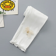 G.duck兒童打底褲夏季外穿薄款白色莫代爾冰絲夏裝女童寶寶九分長(cháng)褲子 白蝴蝶結 100 (建議90cm左右可開(kāi)檔)