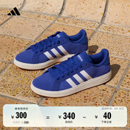 adidas「面包鞋」GRAND COURT BASE 00s休閑低幫板鞋男女阿迪達(dá)斯   半熒光藍(lán)/白色/樹脂黃   38.5