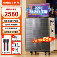 新科C130-10廣場舞音響帶顯示屏 家庭ktv音響套裝點歌機一體機家用卡拉ok戶外k歌唱歌全套設備 【22吋觸屏版】27個喇叭+15吋低音+雙話筒