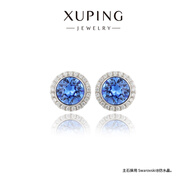 XUPING旭平首飾qq仿水晶時(shí)尚百搭通勤一款多帶耳飾送禮飾品 寶藍色