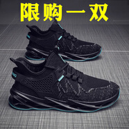 XIANGYUANGE男鞋夏季2025鞋子男新款網(wǎng)面透氣舒適百搭運動休閑鞋男工作黑色潮 JF1811黑藍 44 (270mm)