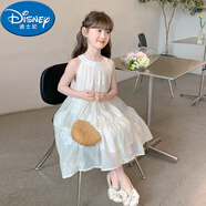 迪士尼（Disney）女童連衣裙6-12歲網(wǎng)紗裙夏季2025新款洋氣連身裙仙女新中式公主裙 米白 120 cm