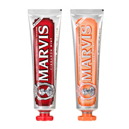 MARVIS瑪爾仕亮白去漬輕奢薄荷牙膏85ml*2支裝 清新去漬美 瑪爾斯 紅色+橙色