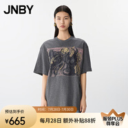 JNBY/江南布衣25夏新品T恤女小花仙客來印花直筒中袖圓領(lǐng)5P4112330 072/中雜灰 XS