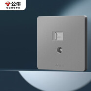 公牛（BULL）開(kāi)關(guān)插座二位電腦帶電視六類(lèi)插座G12T223B星空灰暗裝