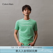 Calvin Klein Jeans夏季男女情侶中性年輕ck多色印花透氣修身短袖T恤J320931 L1C-薄荷綠 2XL （推薦175-190斤）