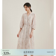 亦谷茶歇法式碎花連衣裙女2025夏季新款約會(huì)高端精致氣質(zhì)長款裙子 杏色 L